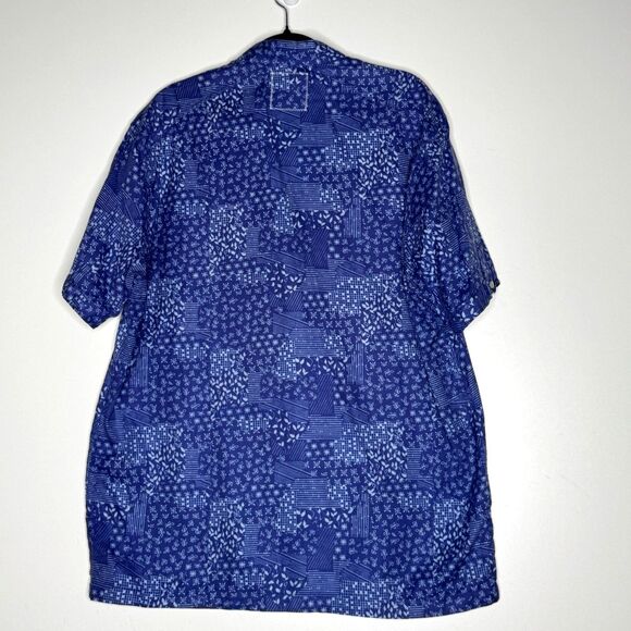 Tommy Bahama Silk Cotton Patchwork Button Down Shirt Men's Size Medium - Picture 2 of 8